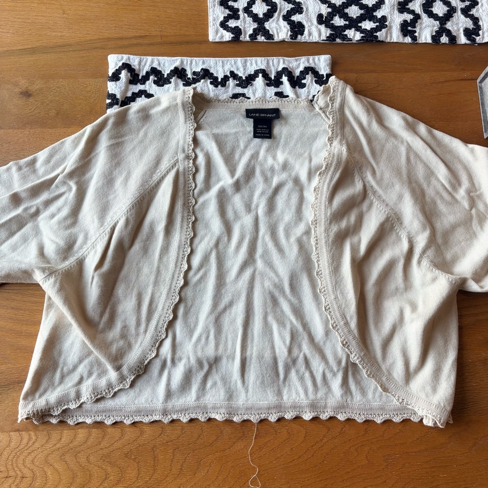 Lane Bryant Beige Knit Open front Cardigan Shrug Womens size 22/24
